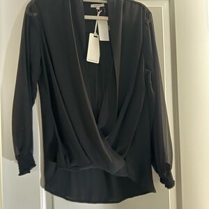 Pleione Black Draped Blouse